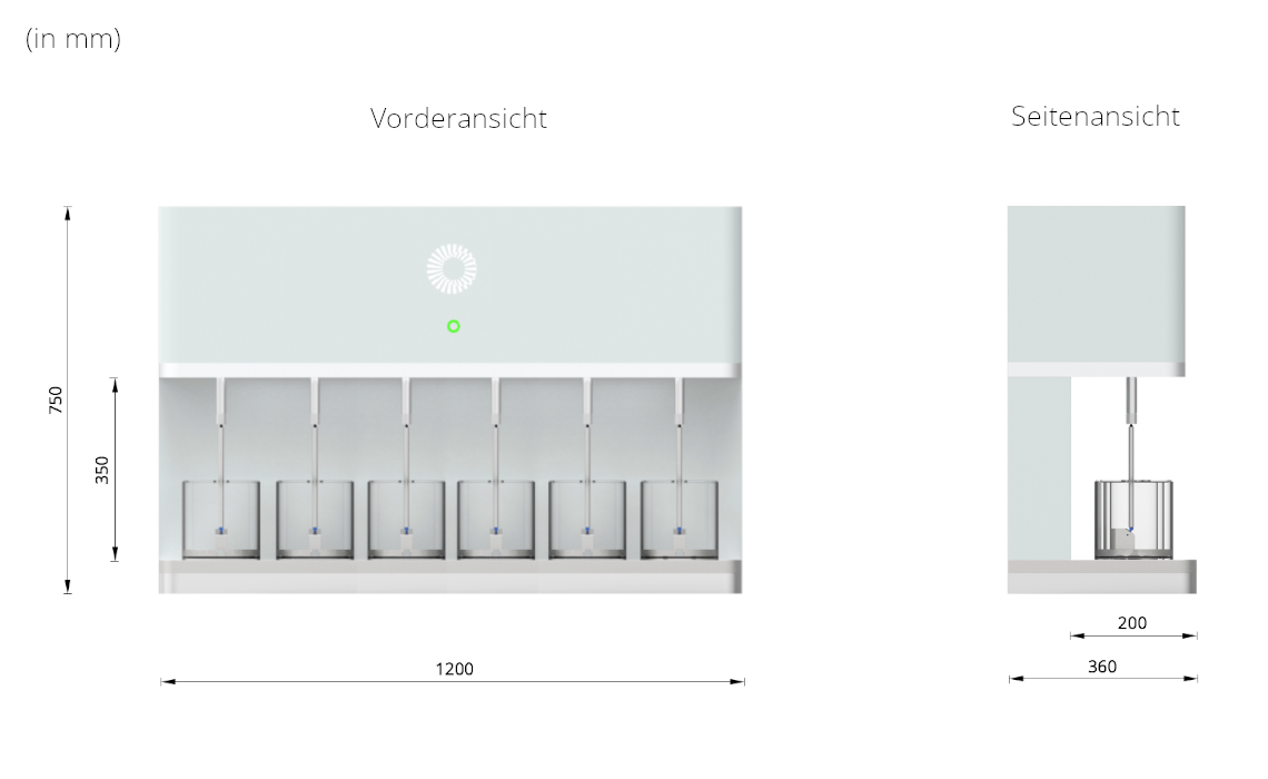 6 Station Dental Prüfsystem Dimensionen